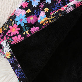 Girls Multicolor Floral Printed Hooded Front Open Winter Jacket Coats & Jackets