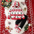 Girls White Self-Design Christmas Patterns Hooded Sweatshirt With Leggings Sets 2 pc. Sets White 3-4 Y