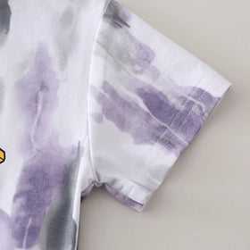 Boys Lavender Tie-Dye Printed Round Neck T-Shirt With Denim Shorts Sets 2 pc. Sets