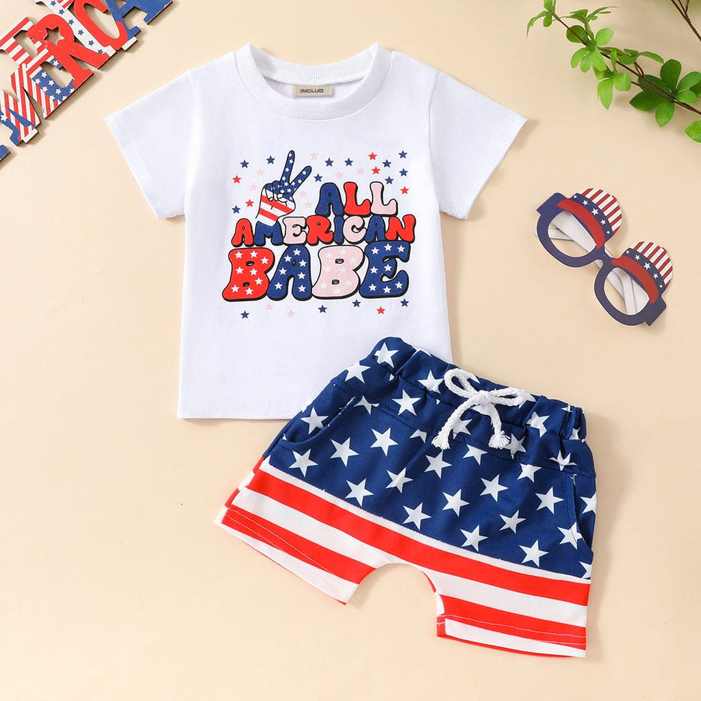 Boys Graphic Print T-Shirt With Shorts Set