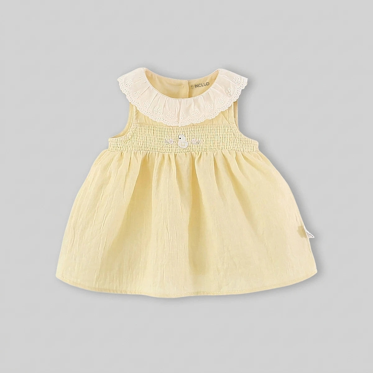 Girls Yellow Embroidered Fit & Flare Casual Dress Casual Dresses Yellow 1-2 Y
