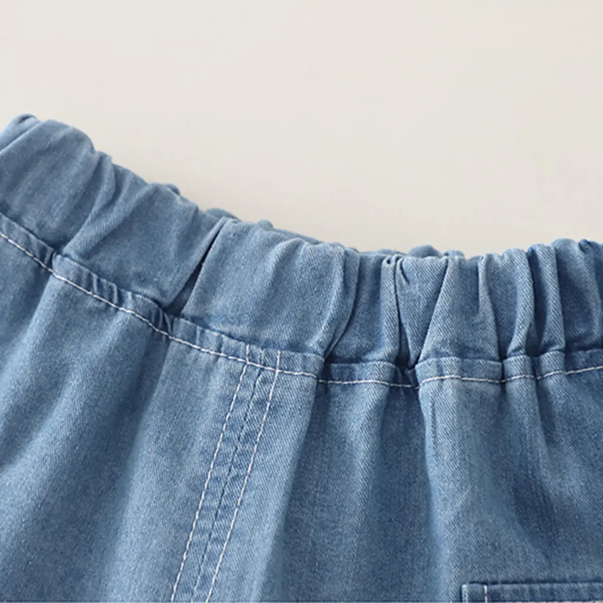 Boys Light Blue Washed Denim Shirt With Shorts Sets Sets