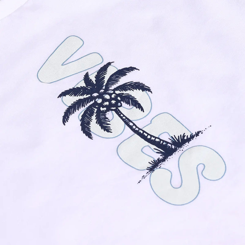 Boys Lilac Tropical Embroidered Short Sleeve Shirt With T-Shirt And Shorts Set 3 pc. Sets