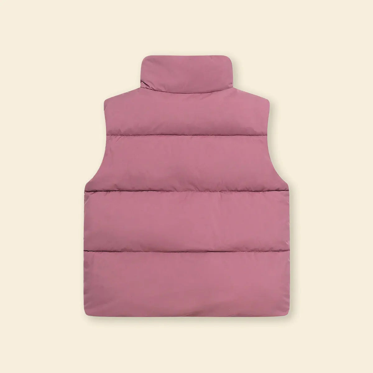 Girls Pink Quilted Puffer Vest With Stand-up Collar Coats & Jackets