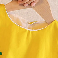 Girls Yellow Cherry Applique Sleeveless Balloon Dress Casual Dresses