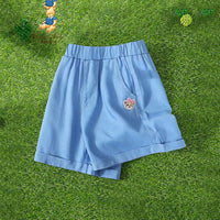 Girls Elasticated Waistband Chambray Shorts Shorts Blue 4-5 Y 