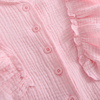 Girls Pink Textured Ruffled Top with Tiered Skirt Sets 2 pc. Sets