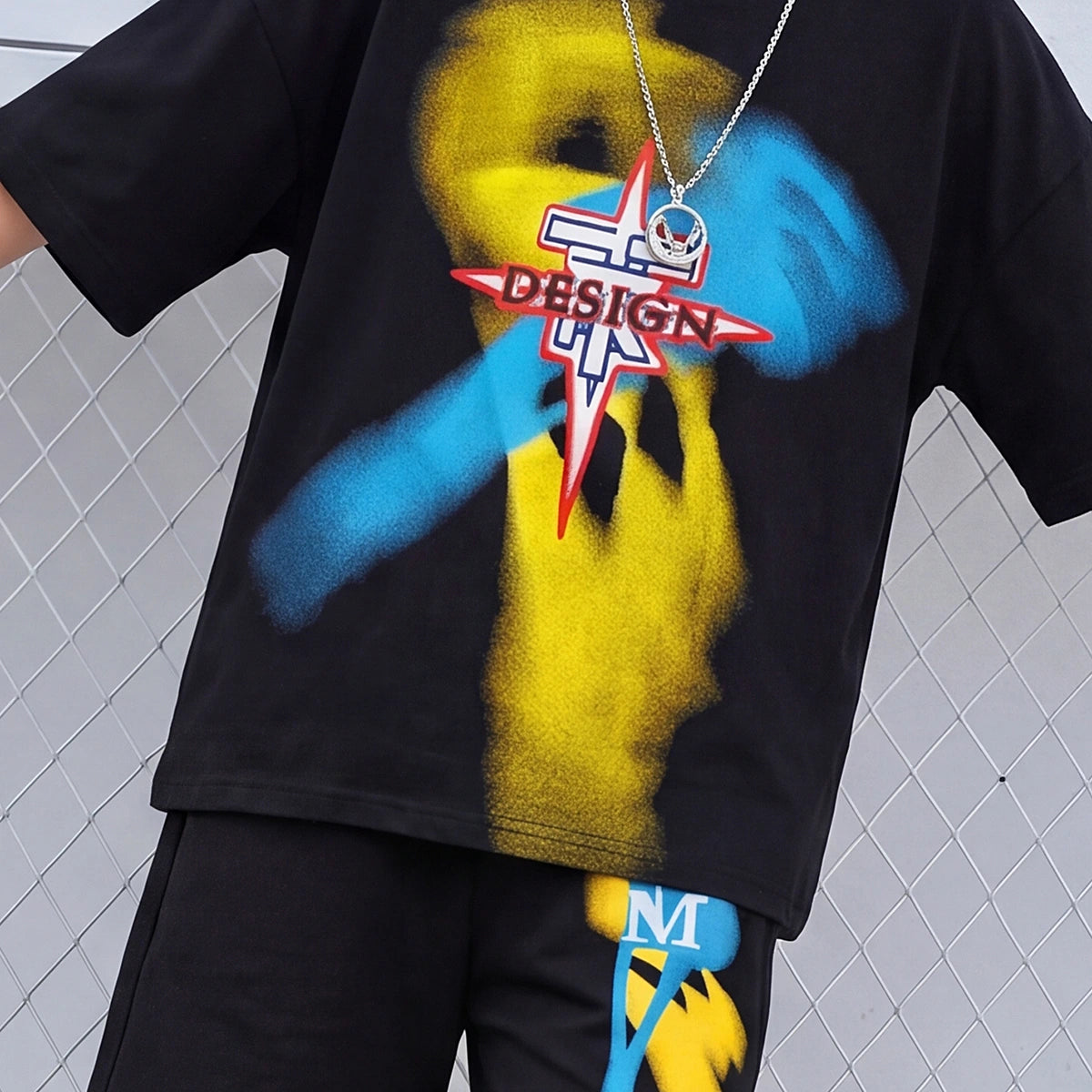 Boys Black Graphic Short Sleeve T-Shirt With Shorts Sets 2 pc. Sets