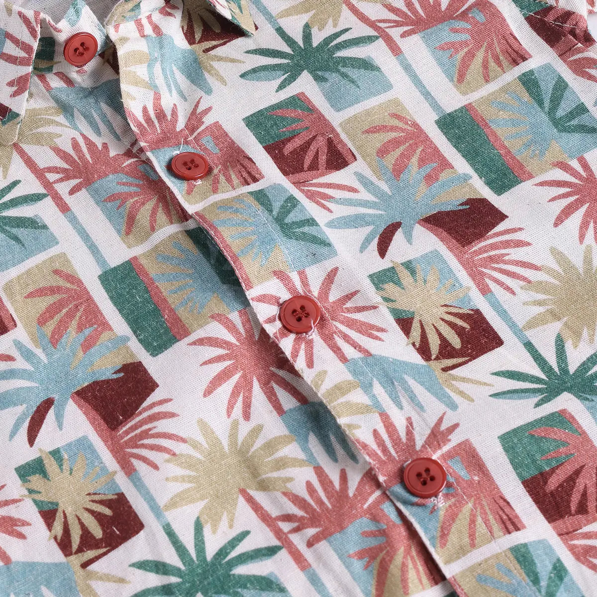 Boys Brown Tropical Print Shirt With Printed T-Shirt And Twill Shorts Sets 3 pc. Sets