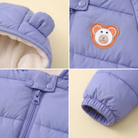Boys Blue Bear Ear On Hood Quilted Zip-up Jacket Coats & Jackets