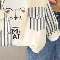 Boys Black Stripe Long Sleeve Shirt with T-shirt & Denims Set Sets