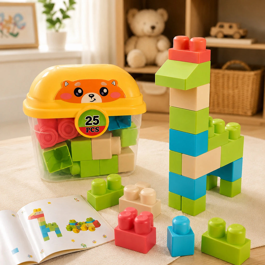 Unisex Yellow 25 PCS Soft Glue Building Blocks for Kids Trending Accessories