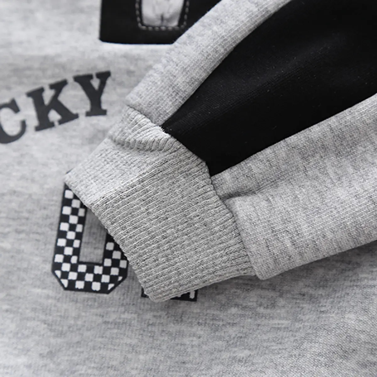Boys Grey Alphanumeric Printed Polo Sweatshirt With jogger Co-ord Sets Sets