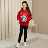 Girls Red Best Friend Graphics Hooded Sweatshirt Sweatshirts & Hoodies Red 5-6 Y