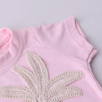 Girls Pink Embroidered Short Sleeve T-Shirt With Denim Shorts Sets 2 pc. Sets