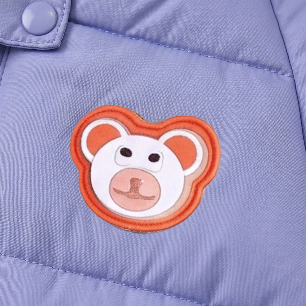 Boys Blue Bear Ear On Hood Quilted Zip-up Jacket Coats & Jackets