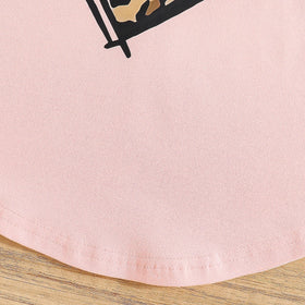 Girls Pink Short Sleeve Heart Print T-Shirt With Pants Sets 2 pc. Sets