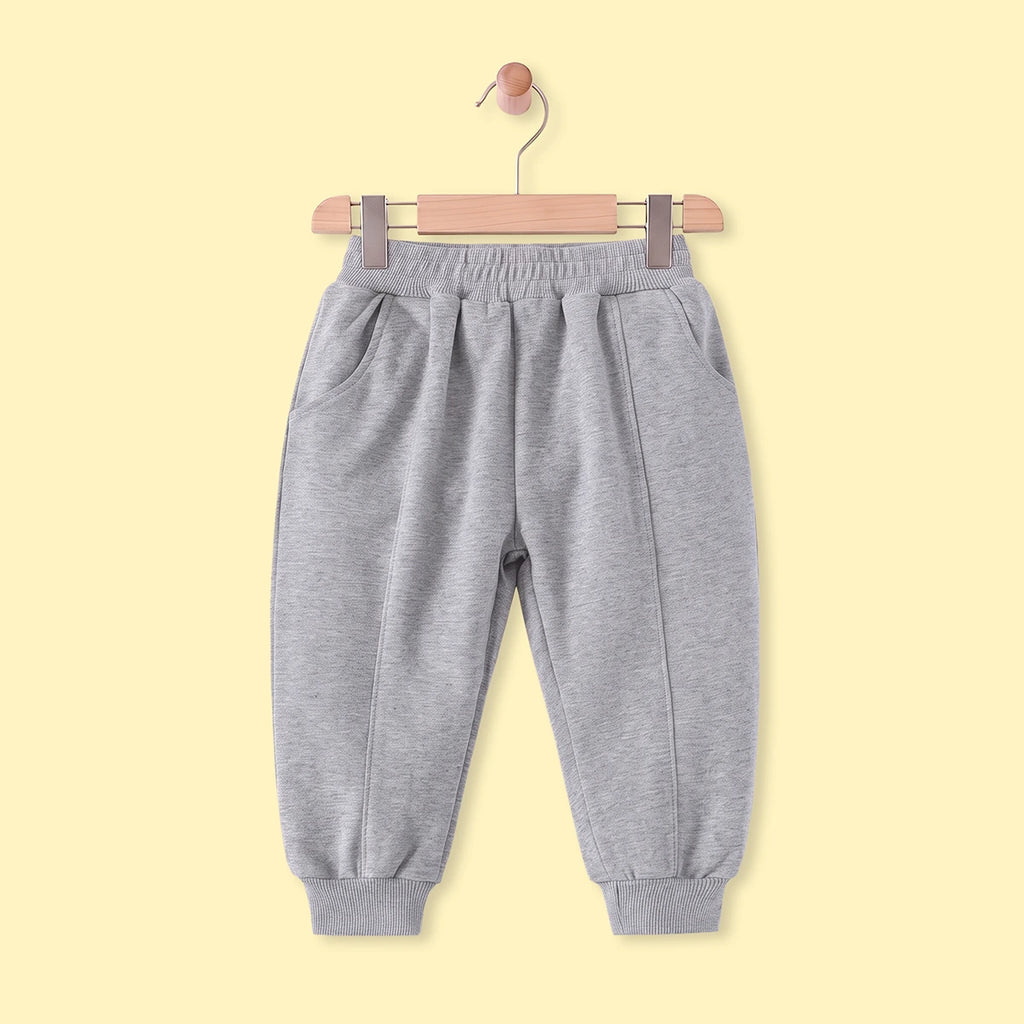 Boys Grey Solid Elasticated Waist Jogger Joggers Grey 1-2 Y