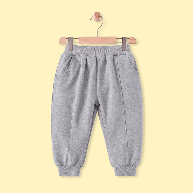 Boys Grey Solid Elasticated Waist Jogger Joggers Grey 1-2 Y