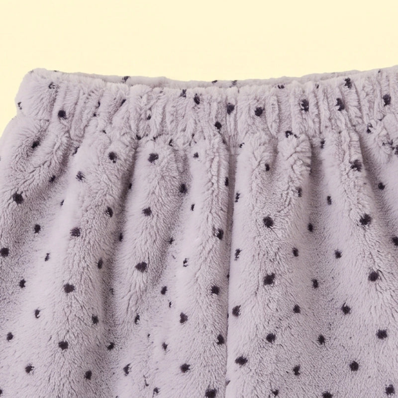 Girls Grey Polka Dot Printed Fleece Jacket & Pants Co-ord Sets Sets