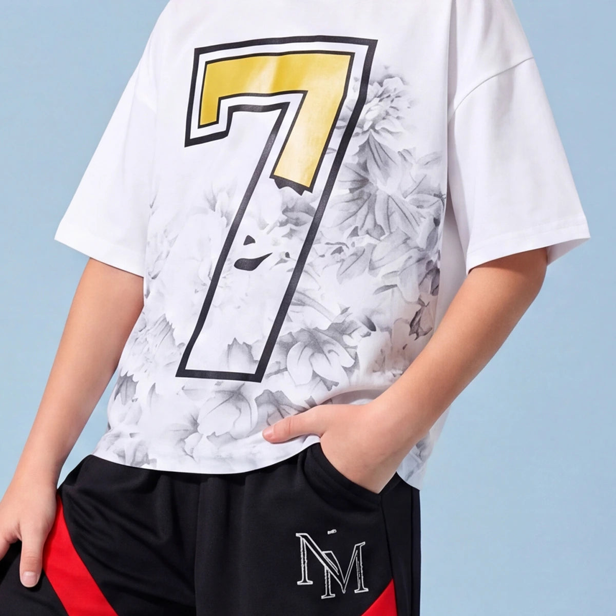 Boys White Graphic Short Sleeve T-Shirt With Shorts Sets 2 pc. Sets