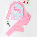 Girls Pink Tropical Print T-Shirt With Skirted Legging Swimwear Sets Beachwear Pink 7-8 Y
