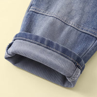 Boys Blue Typographic Hooded Jacket & T-Shirt With Denim Pants Sets Sets