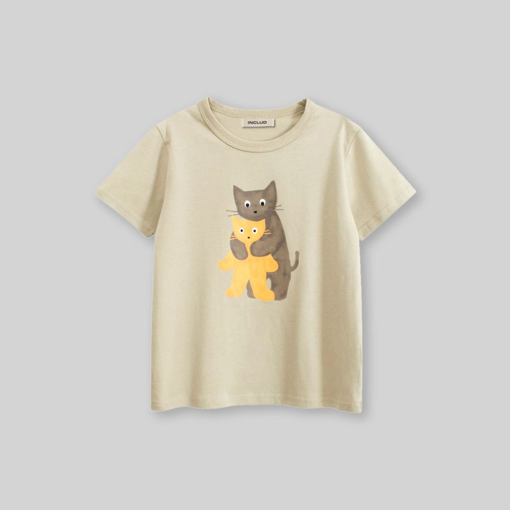 Boys Apricot Graphic Cat Printed Short Sleeves T-Shirt Tshirts