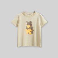 Boys Apricot Graphic Cat Printed Short Sleeves T-Shirt Tshirts