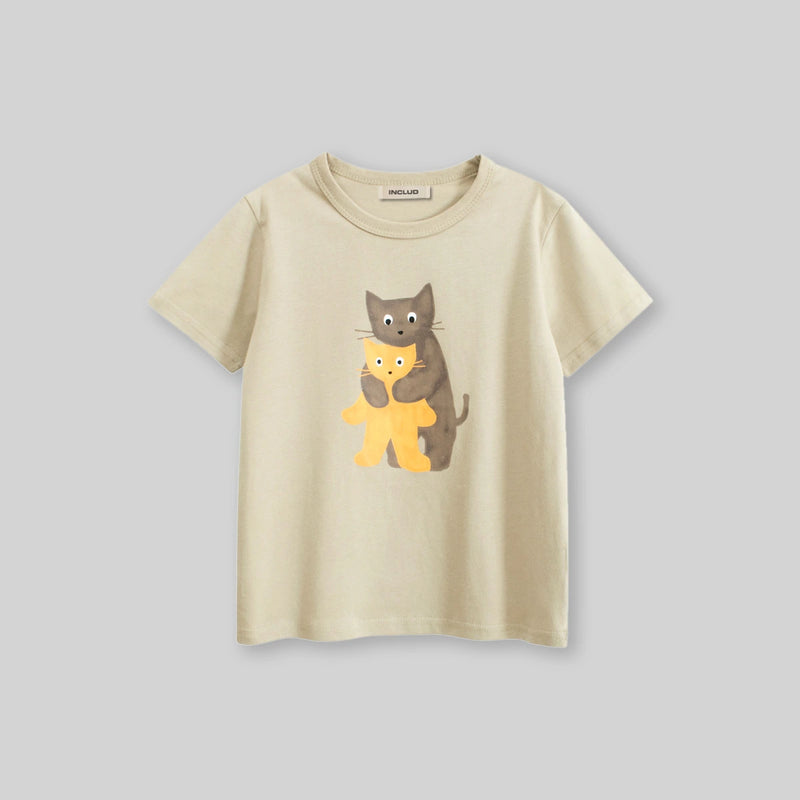 Boys Apricot Graphic Cat Printed Short Sleeves T-Shirt Tshirts