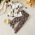 Girls Multicolor Animal Print Short Sleeve Top With Pants Sets 2 pc. Sets Multicolor 3-4 Y