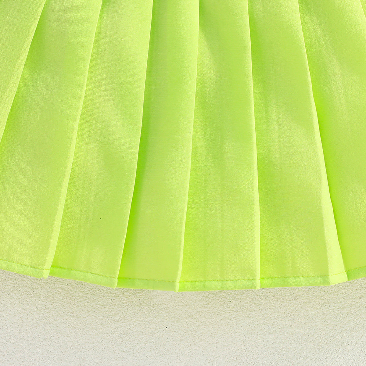 Girls Sleeveless Denim Jacket With Camisole Top And Green Pleated Skirt Set 3 pc. Sets