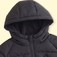 Boys Black Quilted Hooded Zip-up Jacket Coats & Jackets