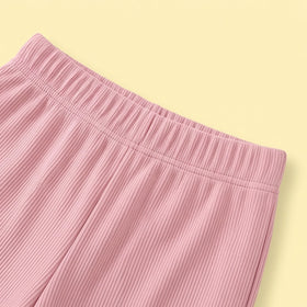 Girls Pink Ribbed Sailor Collar Overlay Top & Pants Co-ord Sets Sets