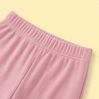 Girls Pink Ribbed Sailor Collar Overlay Top & Pants Co-ord Sets Sets
