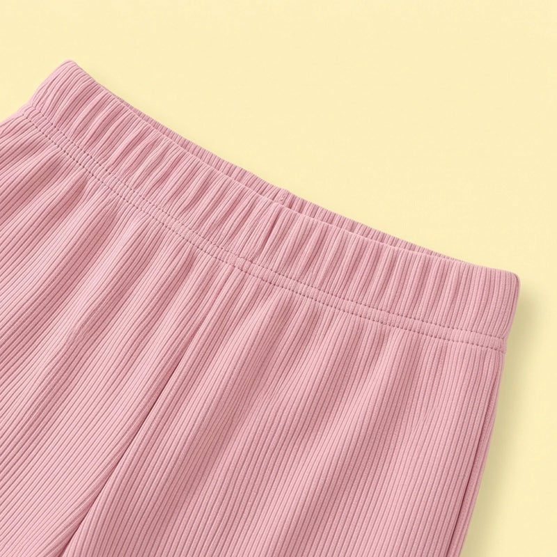 Girls Pink Ribbed Sailor Collar Overlay Top & Pants Co-ord Sets Sets