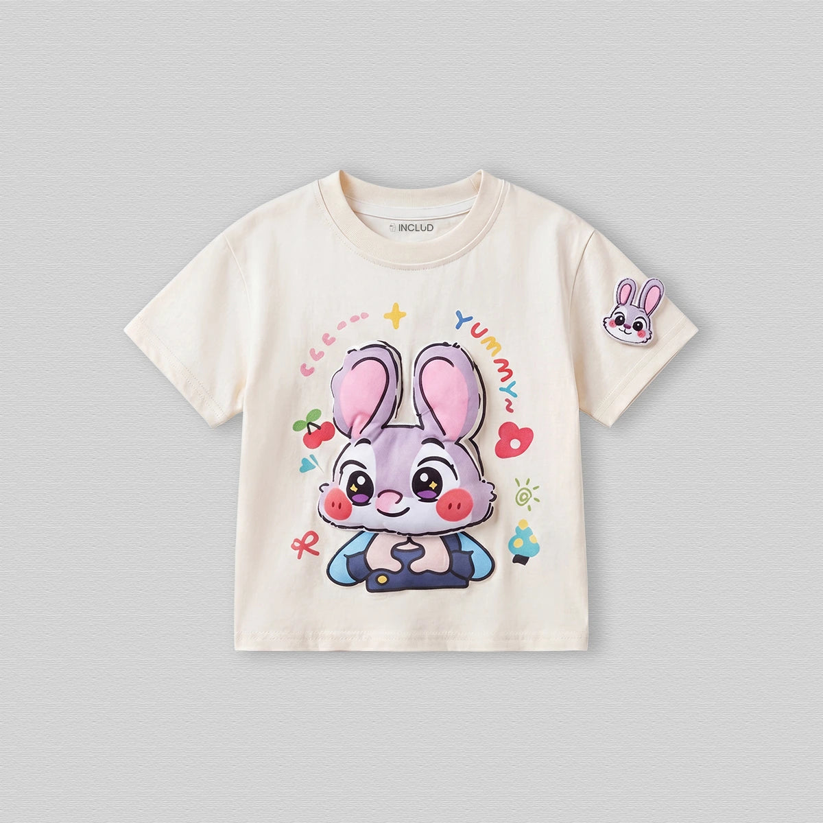 Girls Off White Bunny Print Short Sleeve T-Shirt Tshirts Off White 1-2 Y