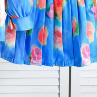 Girls Blue Floral Printed Top With Pleated Skirt Co-ord Sets Sets