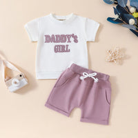 Boys Embroidered Short Sleeves T-Shirt With Shorts Set Sets Purple 1-2 Y 
