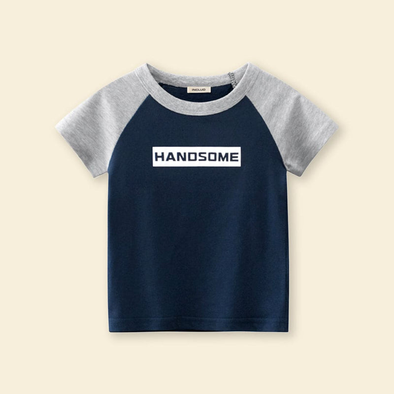 Boys Typography Print Raglan Sleeves T-Shirt Tshirts   
