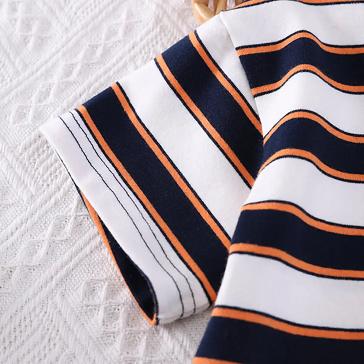 Boys Navy Blue Striped Polo T-shirt With Elasticated Shorts Sets 2 pc. Sets