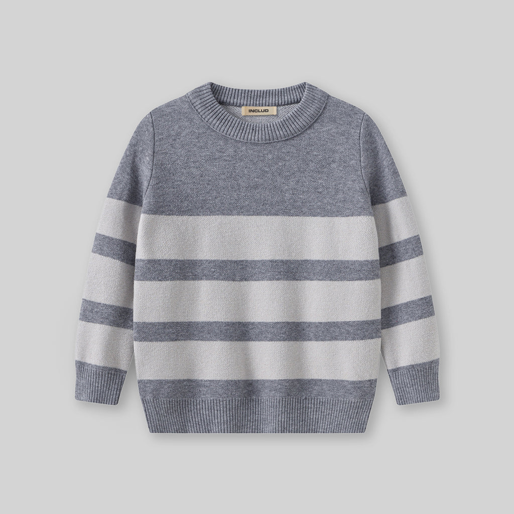 Boys Grey Stripes Pullover Winter Sweater Sweaters & Cardigans