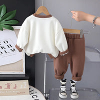 Boys Brown Graphics Printed Sweatshirt With Jogger Sets Sets