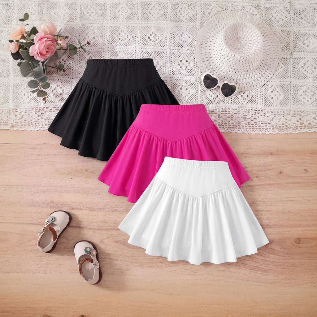 Girls Multicolor Elasticated Flared Mini Skirts Skirts