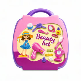 Kids Beauty Salon Play Set with Carry Case, 15-Piece Pretend Makeup & Hair Styling Kit Trending Accessories Purple Onesize