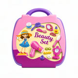 Kids Beauty Salon Play Set with Carry Case, 15-Piece Pretend Makeup & Hair Styling Kit
