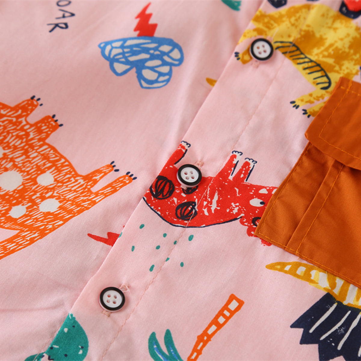 Boys Pink Animals Printed Short Sleeves Shirt With Shorts Set 2 pc. Sets