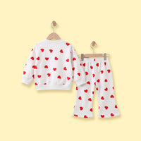 Girls White Heart Printed Sweatshirt & Pants Co-ord Sets Sets