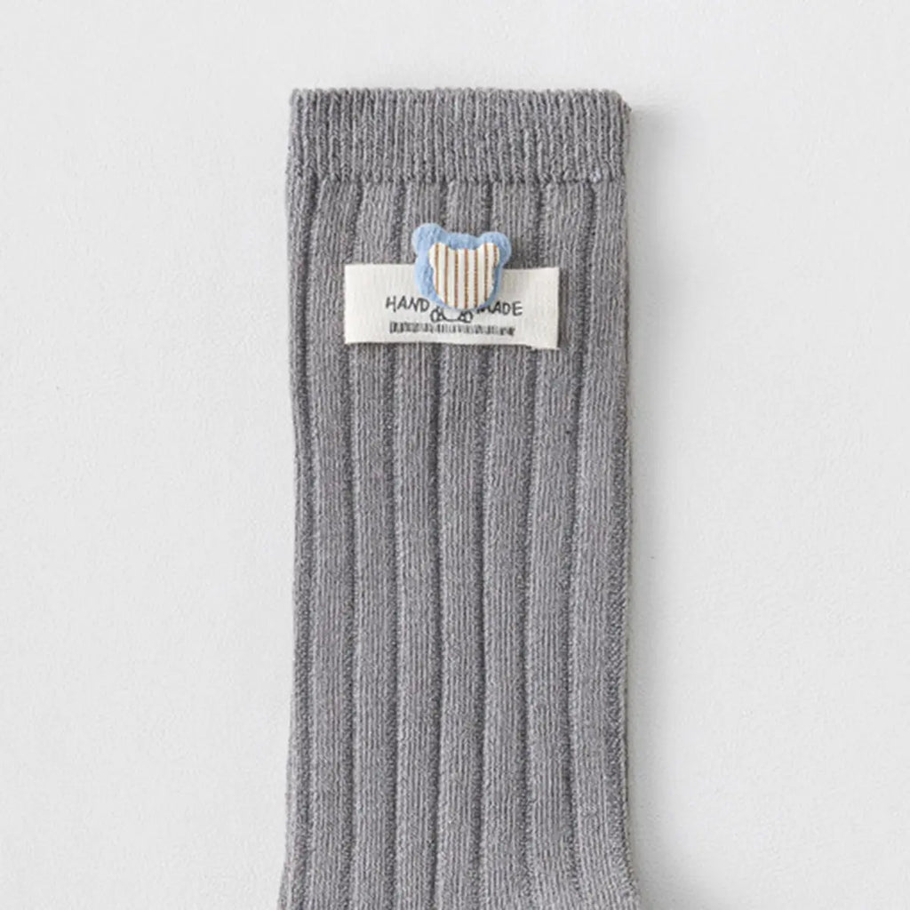 Pack of 6 Boys Multicolour Bear Applique Calf Length Cotton Socks Socks