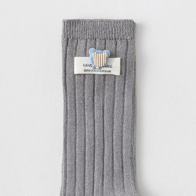 Pack of 6 Boys Multicolour Bear Applique Calf Length Cotton Socks Socks